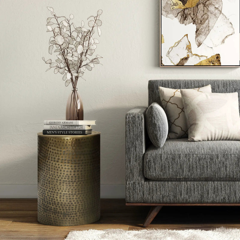 Corbin - Hammered Metal Side Table by Unique Piece Furniture