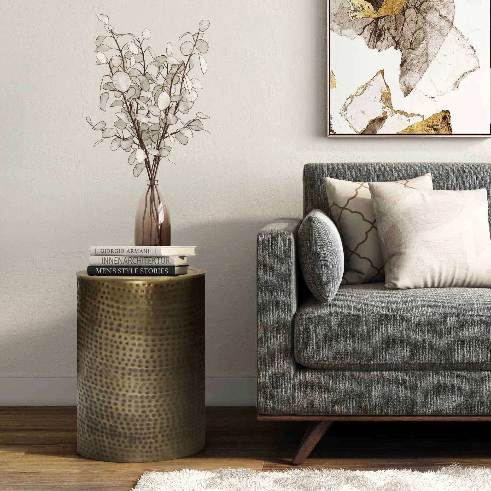 Corbin - Hammered Metal Side Table by Unique Piece Furniture