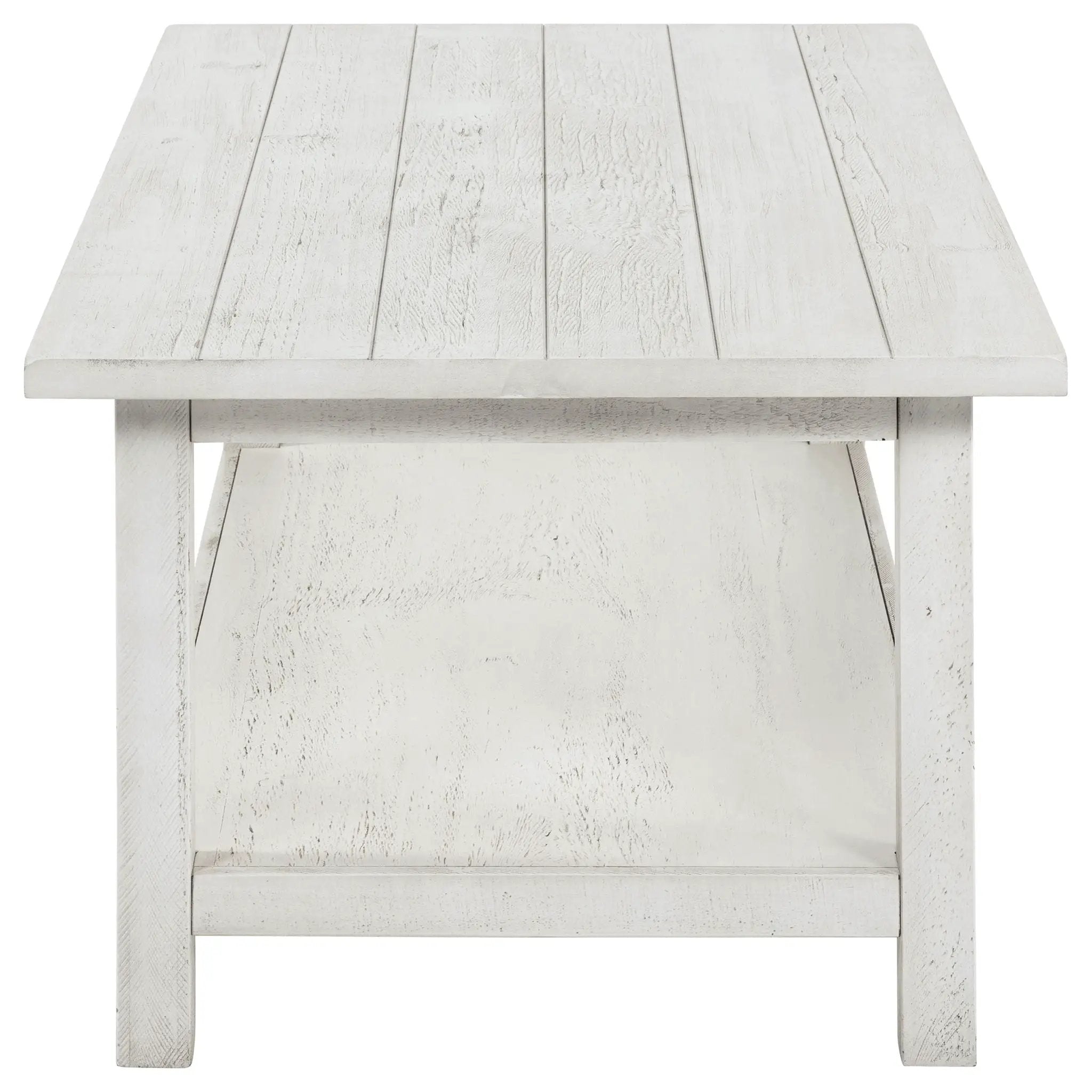 Payne Wood Coffee Table with Shelf Distressed White by Unique Piece Furniture