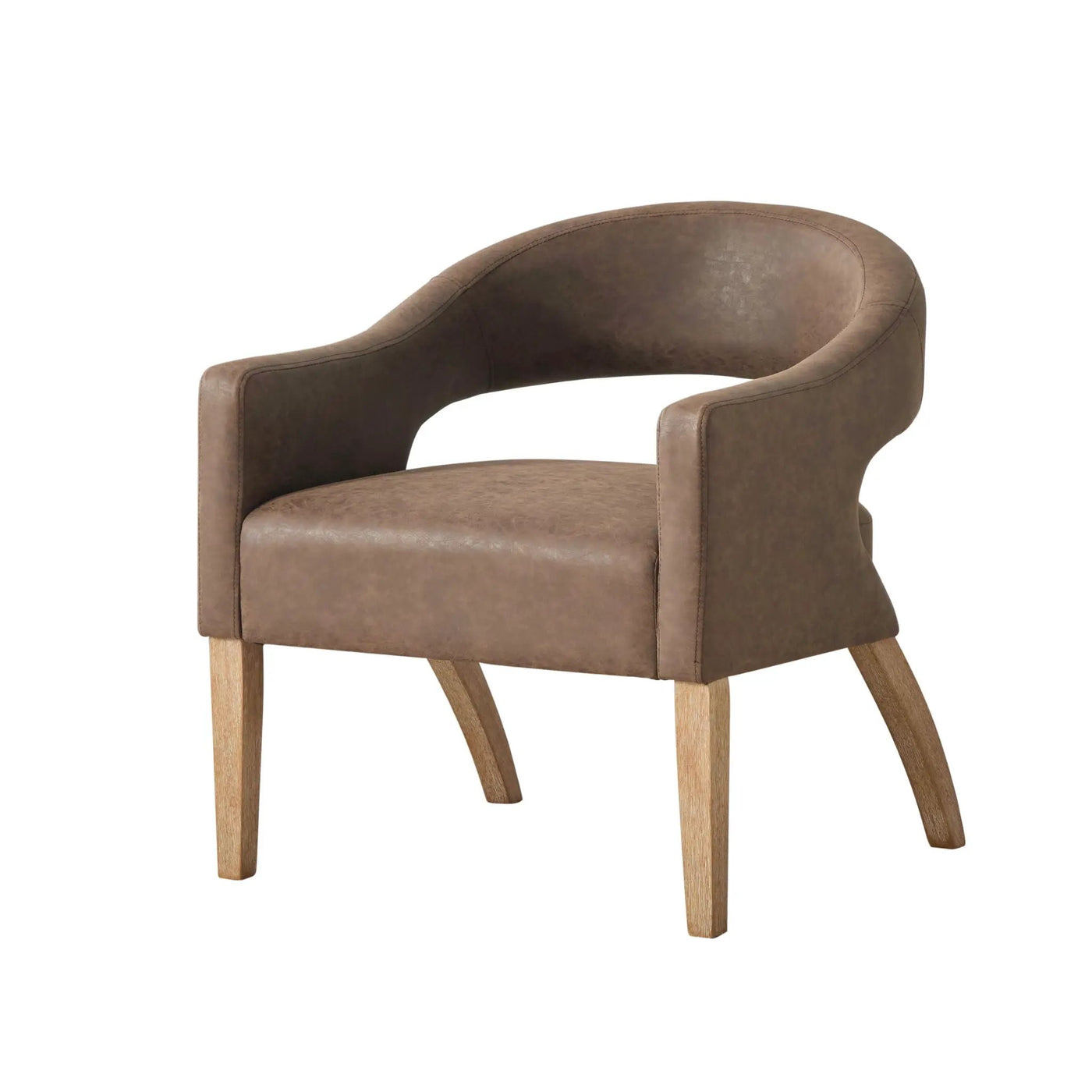 Upholstered Open Back Armchair With Weathered Rubberwood Legs by HouseOfZazla
