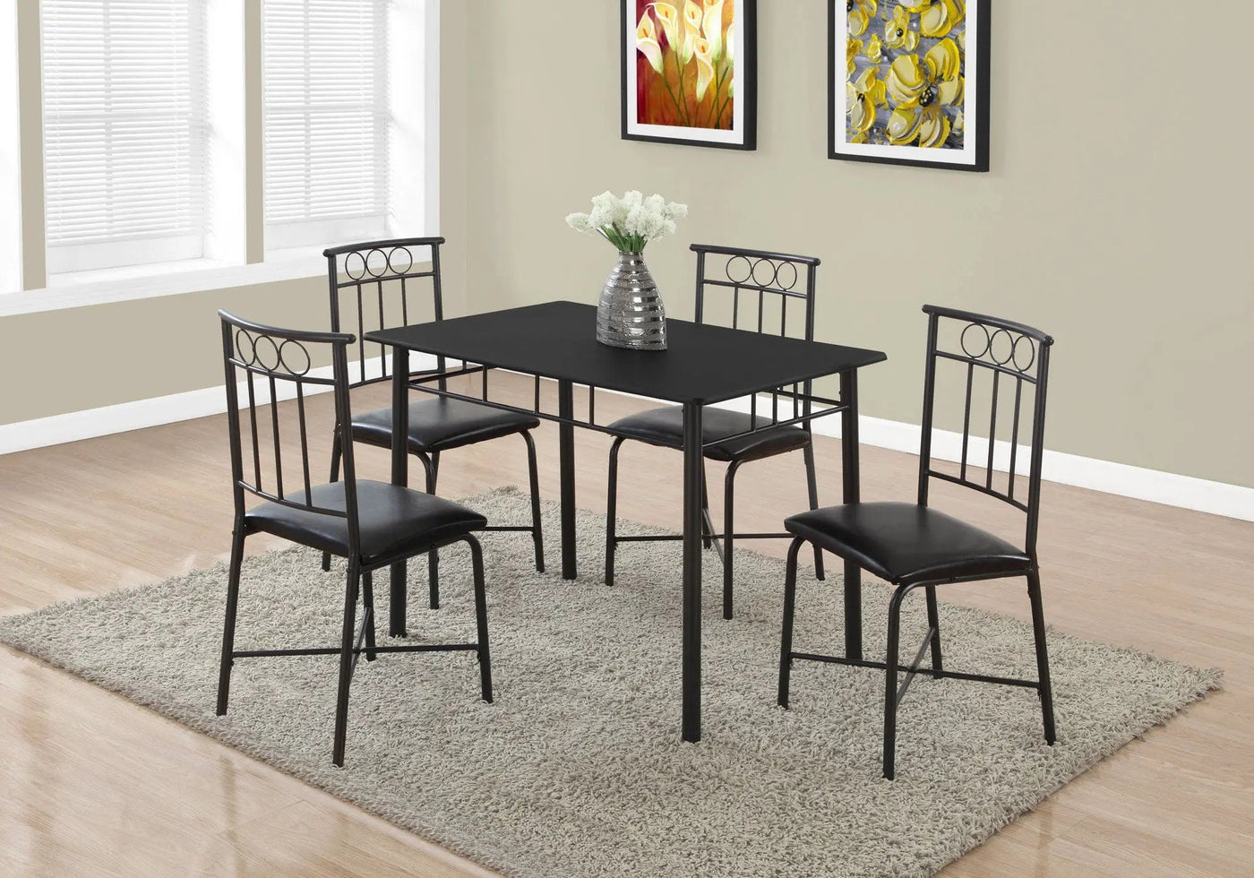 5 Pieces Dining Table Set, Small, Rectangular by HouseOfZazla