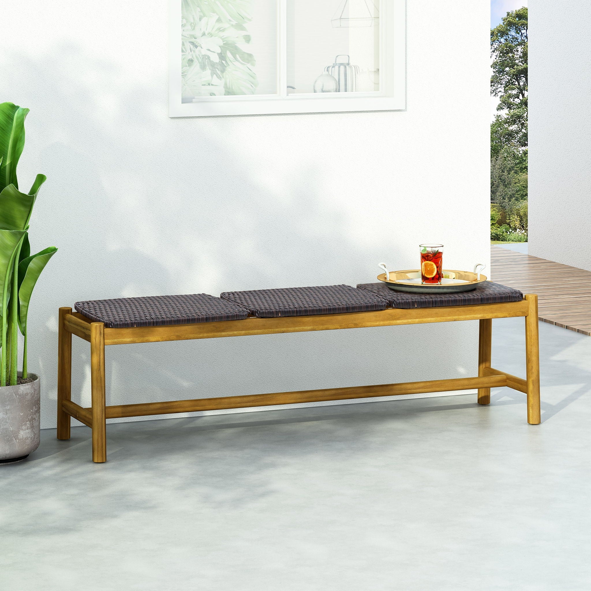 Cambria Rustic 3 Seater Bench - Teak by HouseOfZazla