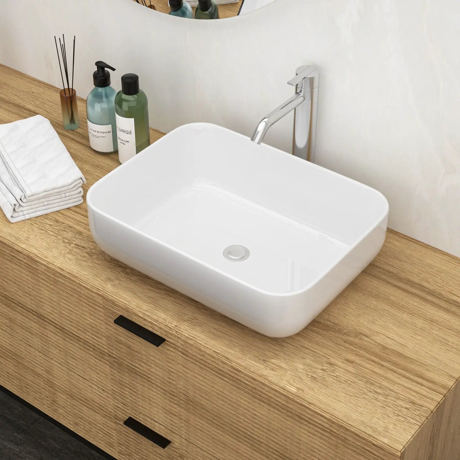Rectangular Vessel Bathroom Sink, Modern - White by HouseOfZazla