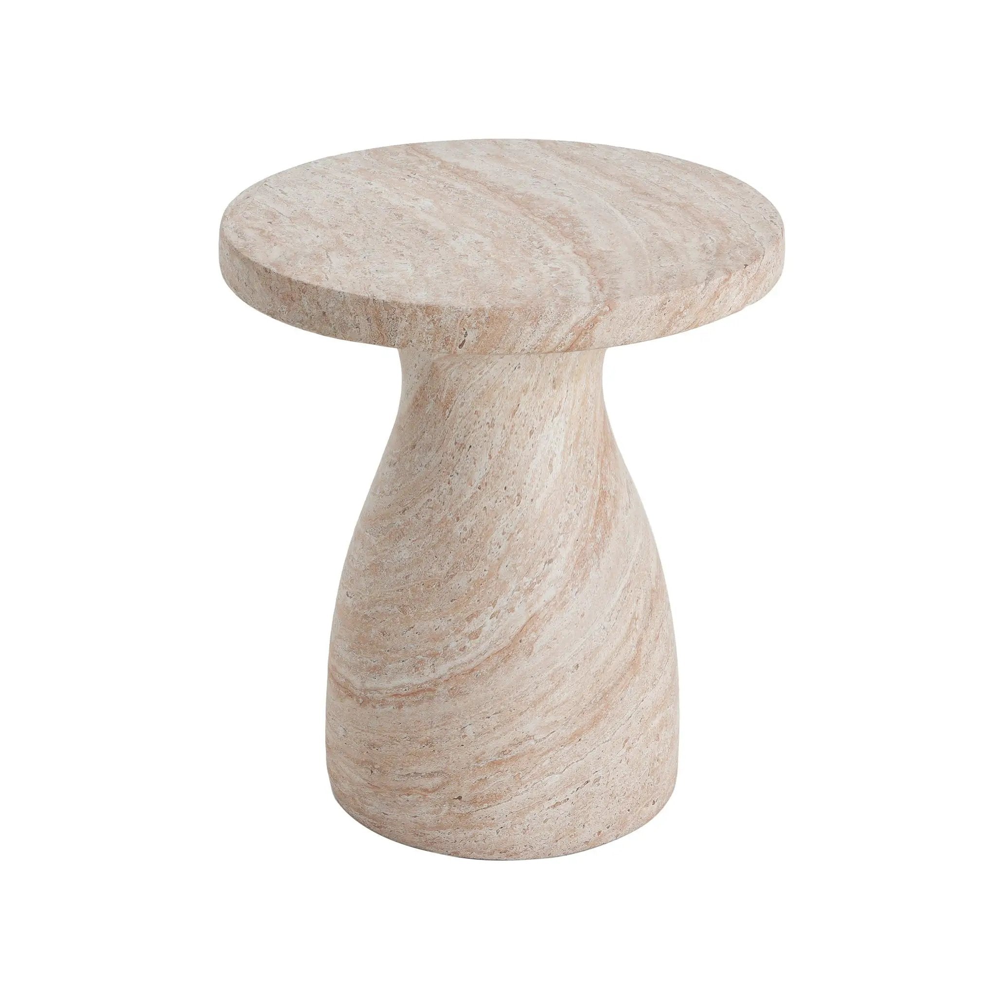 Outdoor / Indoor Travertine Side Table Lightweight by HouseOfZazla