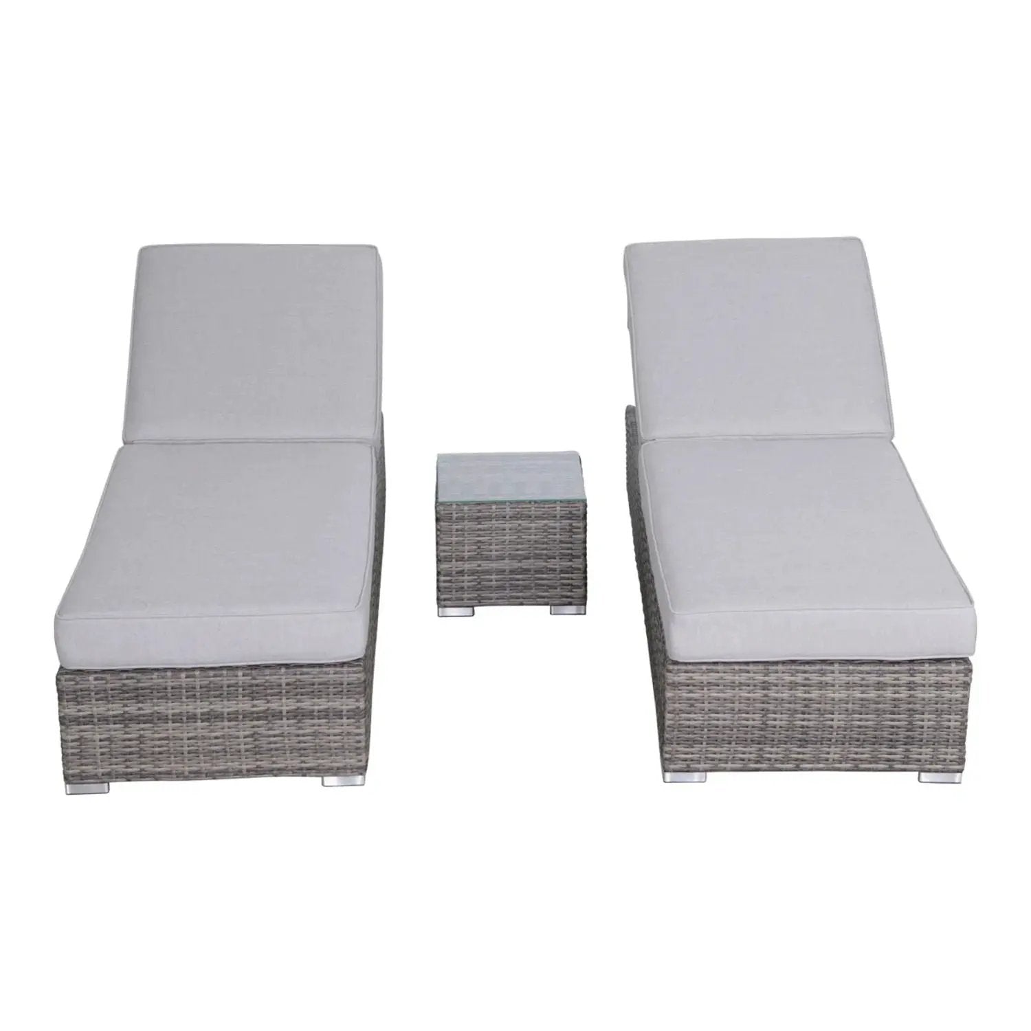 3 Piece Chaise Lounge Set With Adjustable Reclining - Gray Mix by Unique Piece Furniture