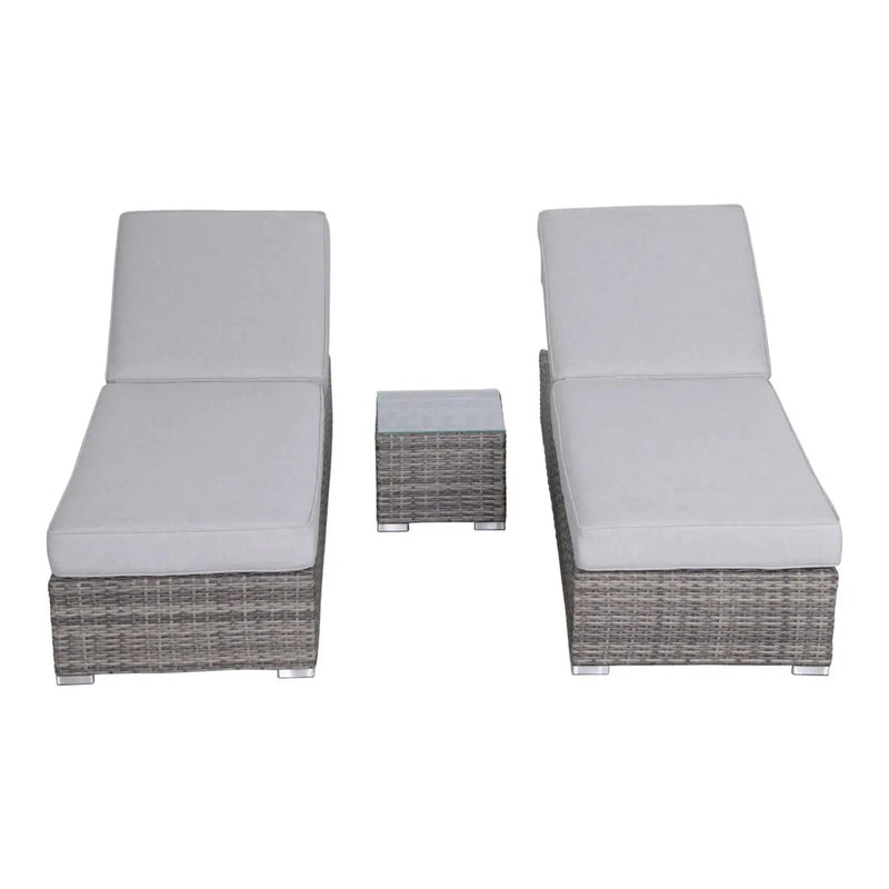 3 Piece Chaise Lounge Set With Adjustable Reclining - Gray Mix by Unique Piece Furniture