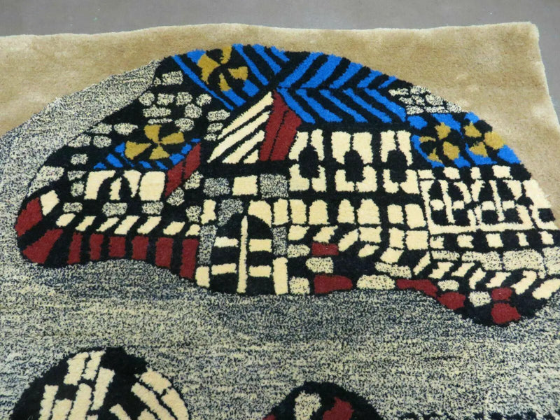 3' X 4' Vintage Hand Crafted Israel Wool Rug Carpet Wall Hanging Signed Hebrew by Jewel Rugs