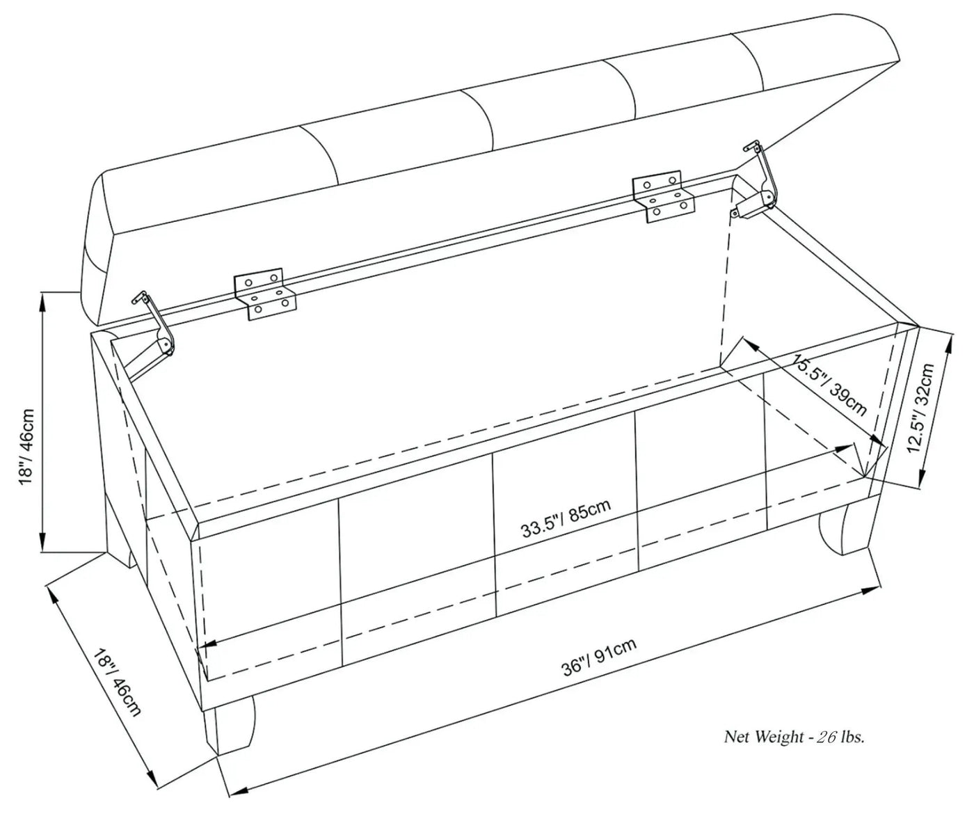 Dover - Multifunctional Storage Ottoman Bench by HouseOfZazla