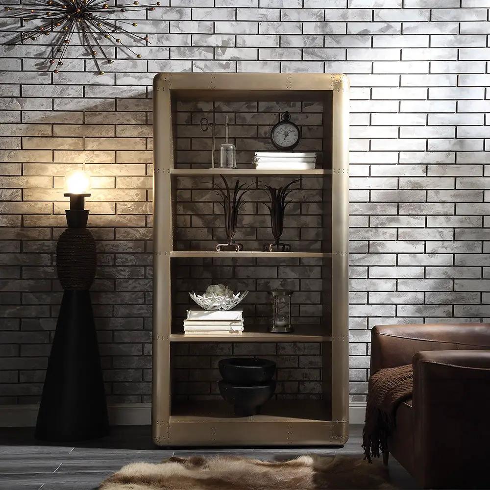 Jennavieve - Bookcase - Gold Aluminum by Unique Piece Furniture