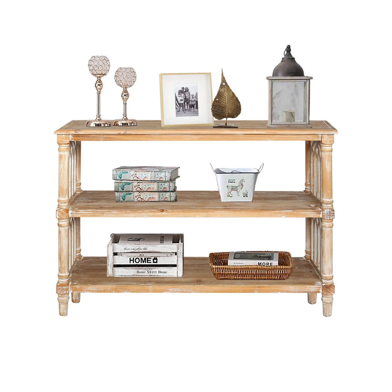 Rustic 3-Tier Console Table with Gothic-Inspired Details by HouseOfZazla
