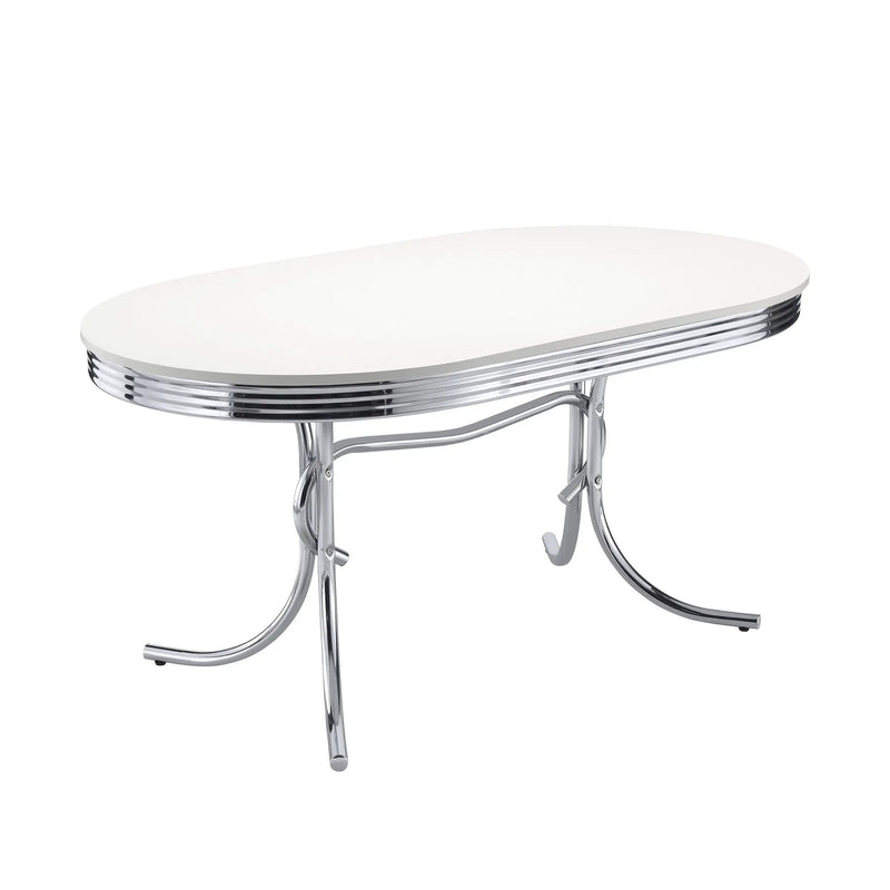 Retro 5-piece Oval Dining Table Set White and Red by Unique Piece Furniture