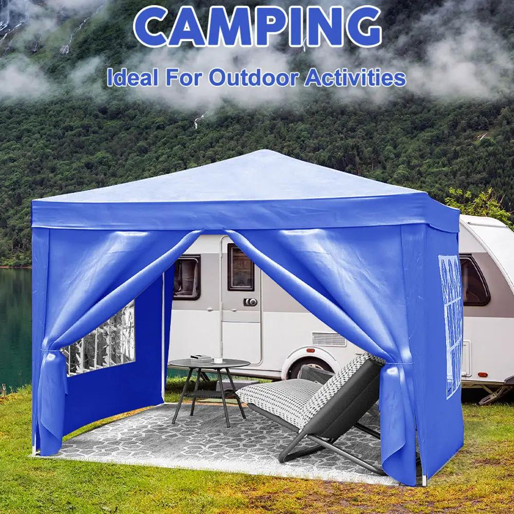 10'X10' Folding Canopy With 4 Removable Sidewalls Outdoor Event Shelter UPF 50+ Gazebo Portable Tents For Parties Beach Camping Wedding Ez Pop Up Canopy 4 Pieces Weight Bag + Carry Bag by Unique Piece Furniture