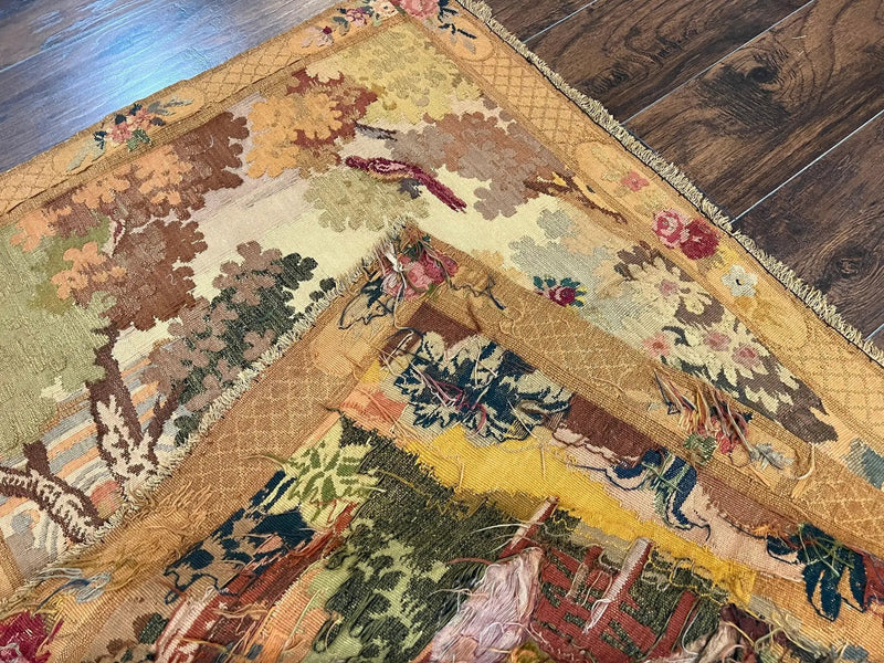 Antique Tapestry 3x4, European French Tapestry, Hand Loomed Victorian Tapestry, Vintage Wool Tapestry 3 x 4 ft by Jewel Rugs