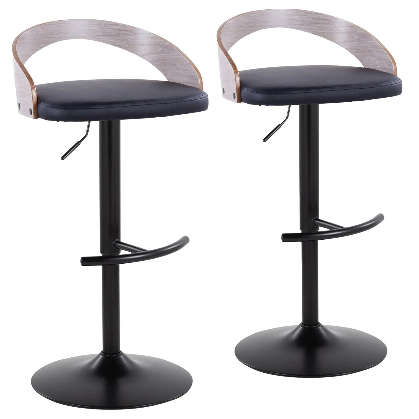 Grotto - Contemporary Adjustable Barstool With Swivel With Rounded T Footrest Elegant Design (Set of 2) by HouseOfZazla
