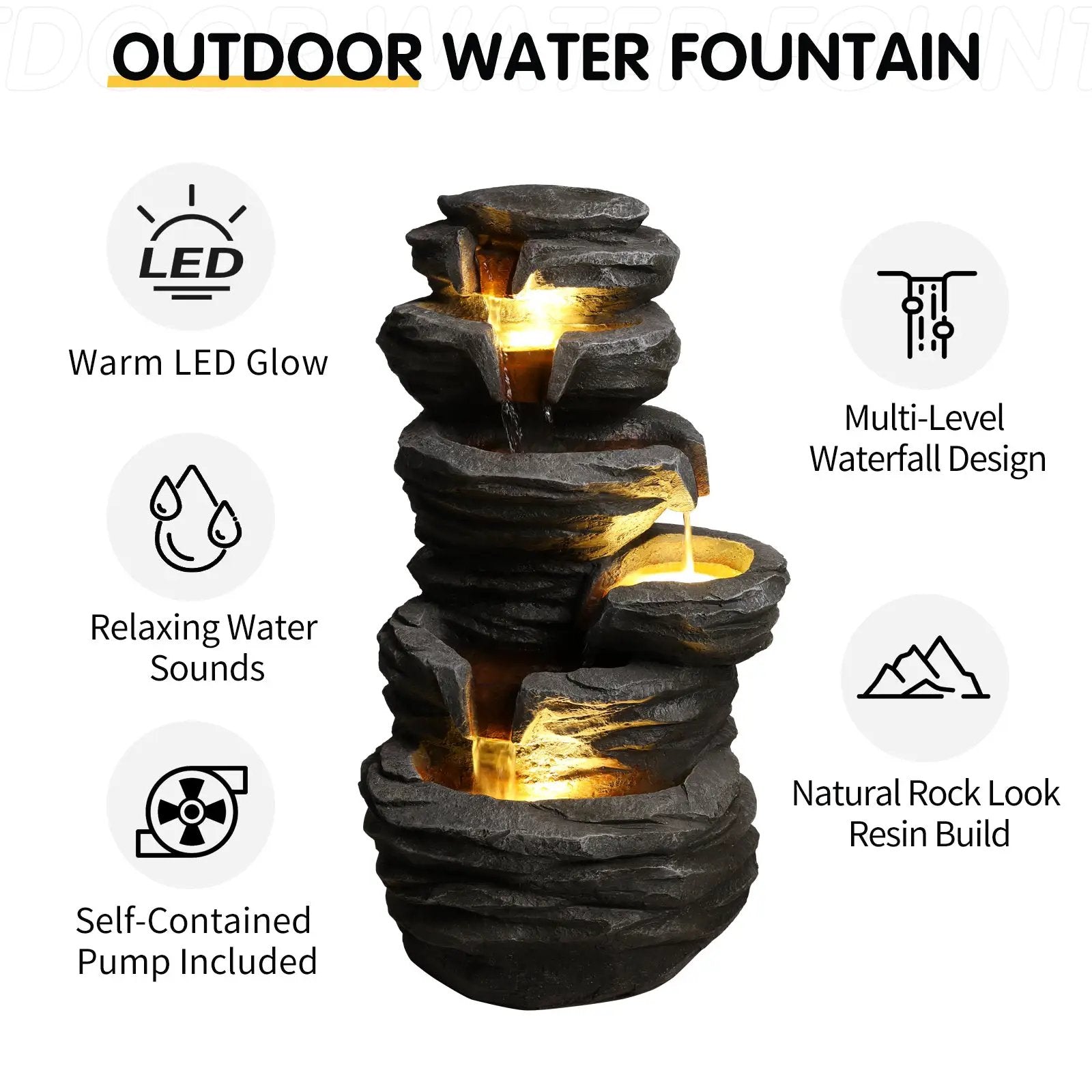 Outdoor Waterfall Fountain with Lights by HouseOfZazla
