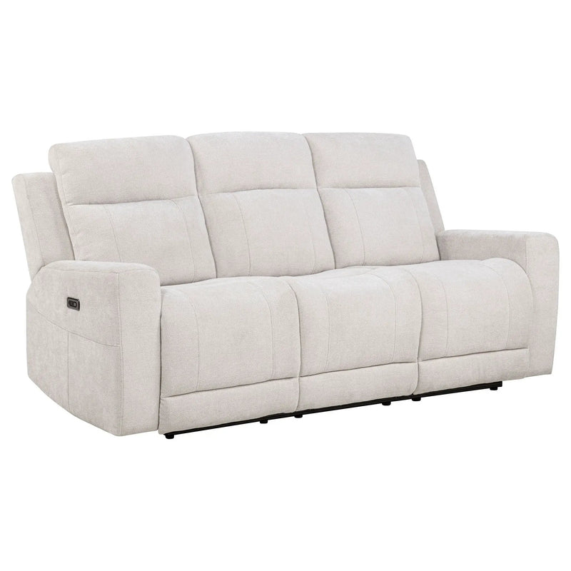 Kennett Chenille Upholstered Power Reclining Sofa Ivory by Unique Piece Furniture