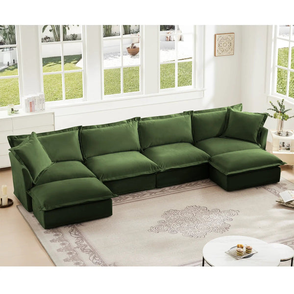Slipcovered U Shape Sectional Wide and Deep Seat Sofa Couch, photo 2 of 10