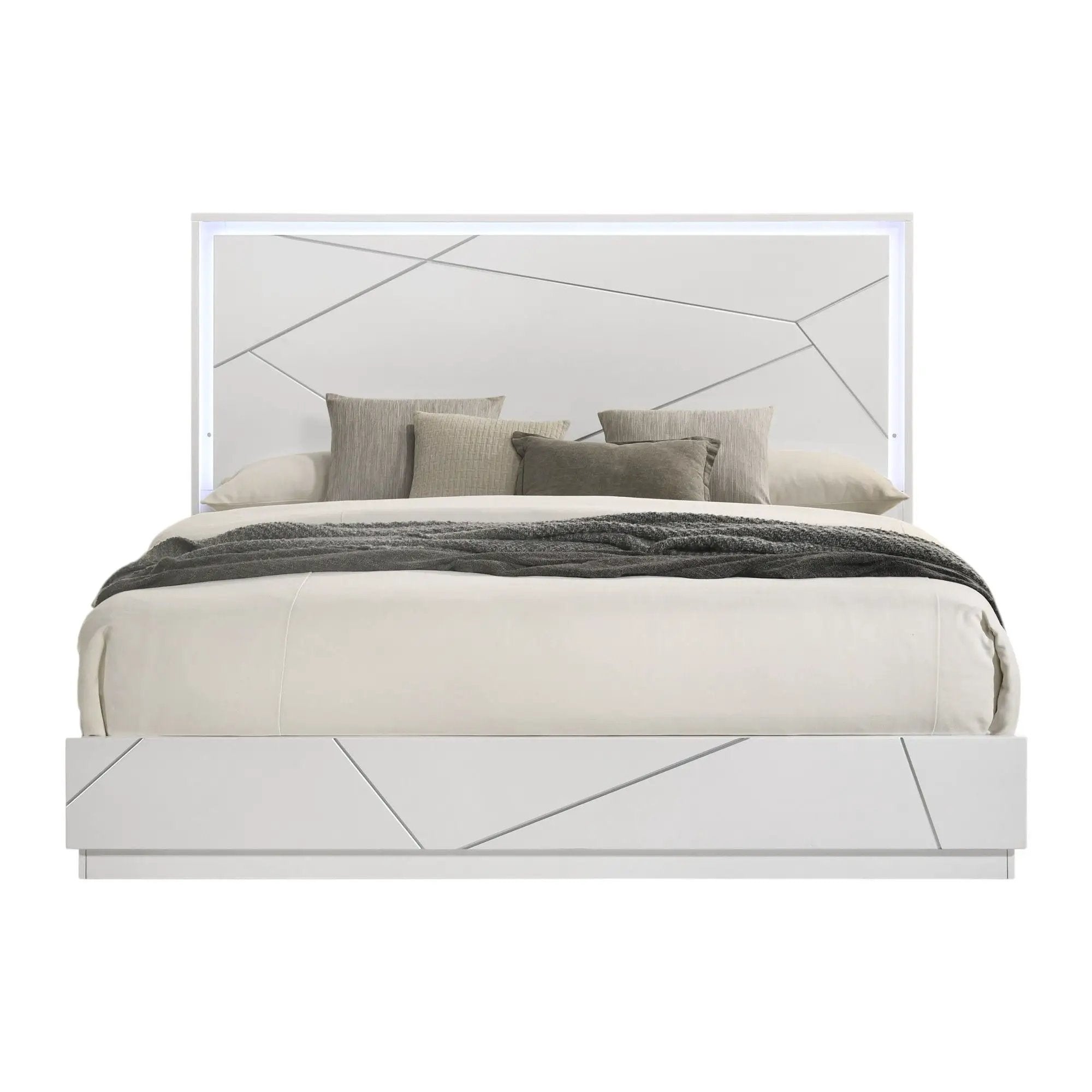 Esther - Queen Bed With LED - Silver / White by HouseOfZazla