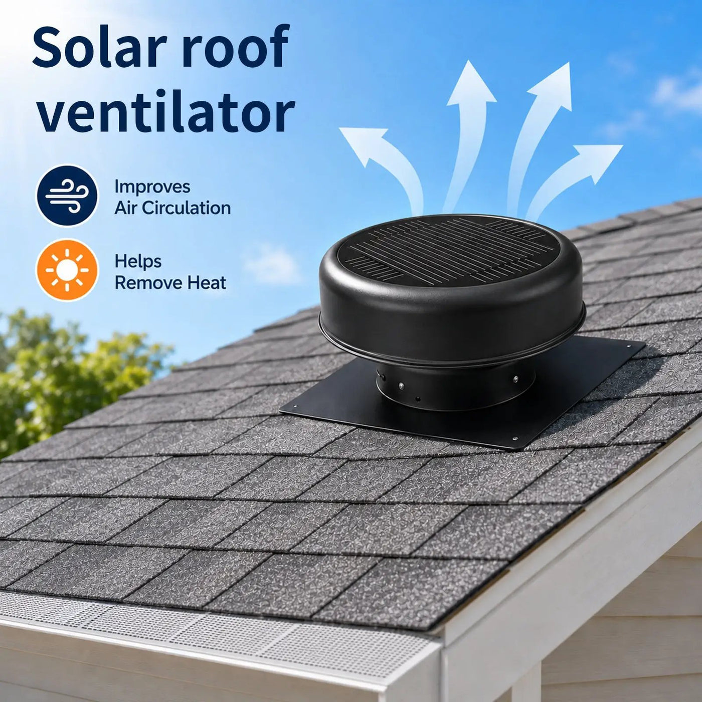 12" Flush Mount Round Solar Roof Vent Fan, 30W Dual Power by HouseOfZazla