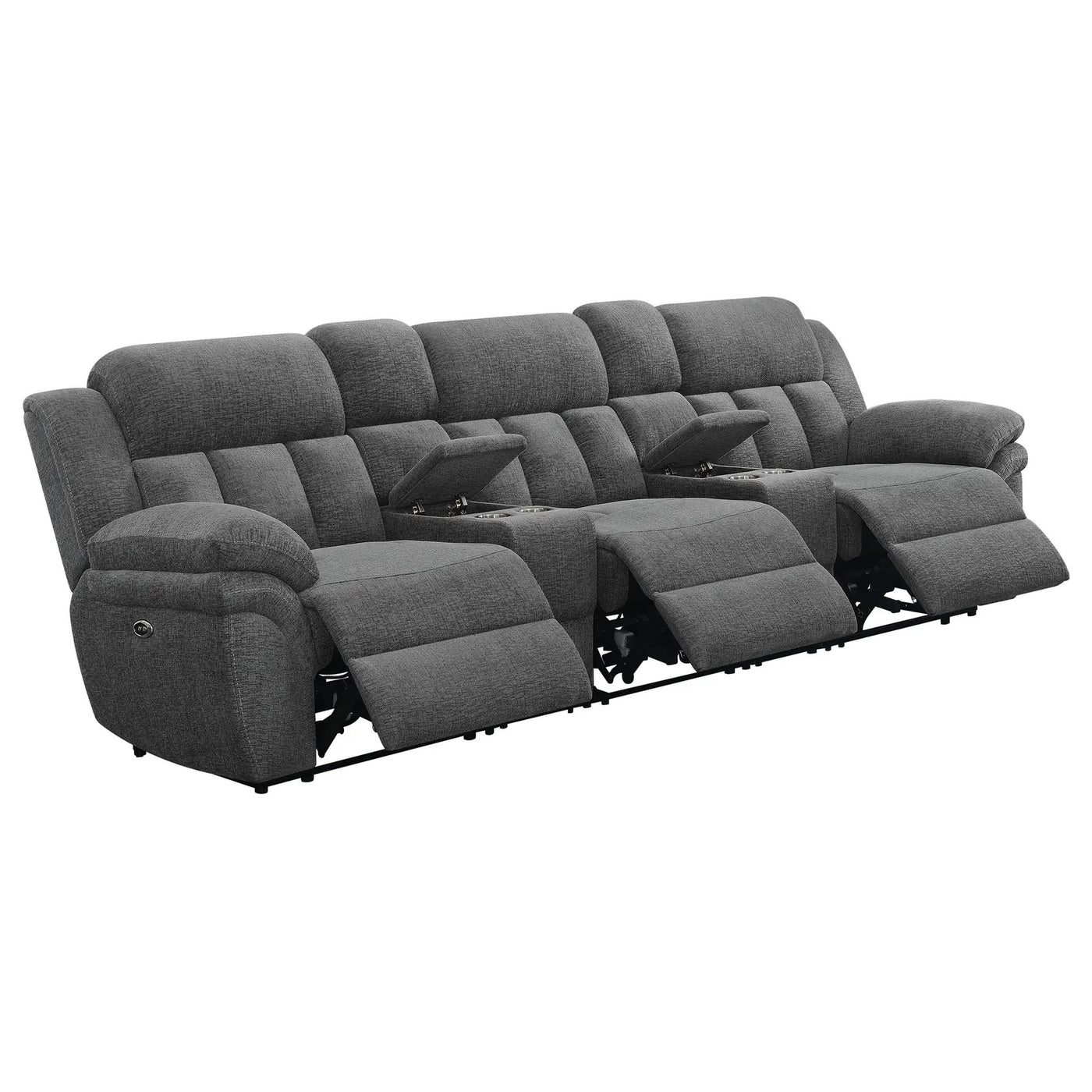 Divine - 5 Piece Power Reclining Home Theater Seating Set With Memory Foam Cushions And Storage Consoles by HouseOfZazla