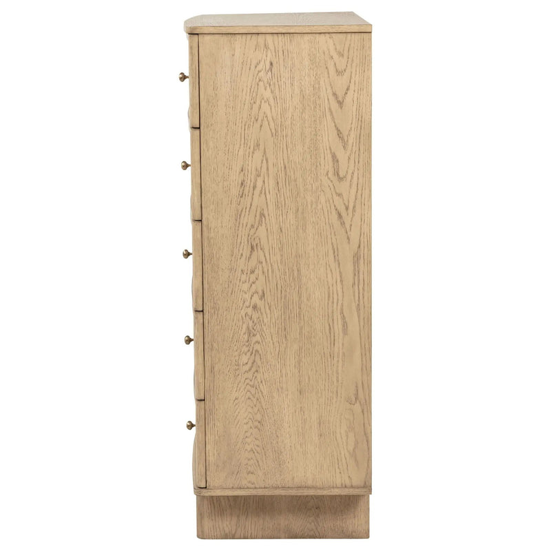 Kailani 5-drawer Bedroom Chest of Drawers Beige Oak by Unique Piece Furniture