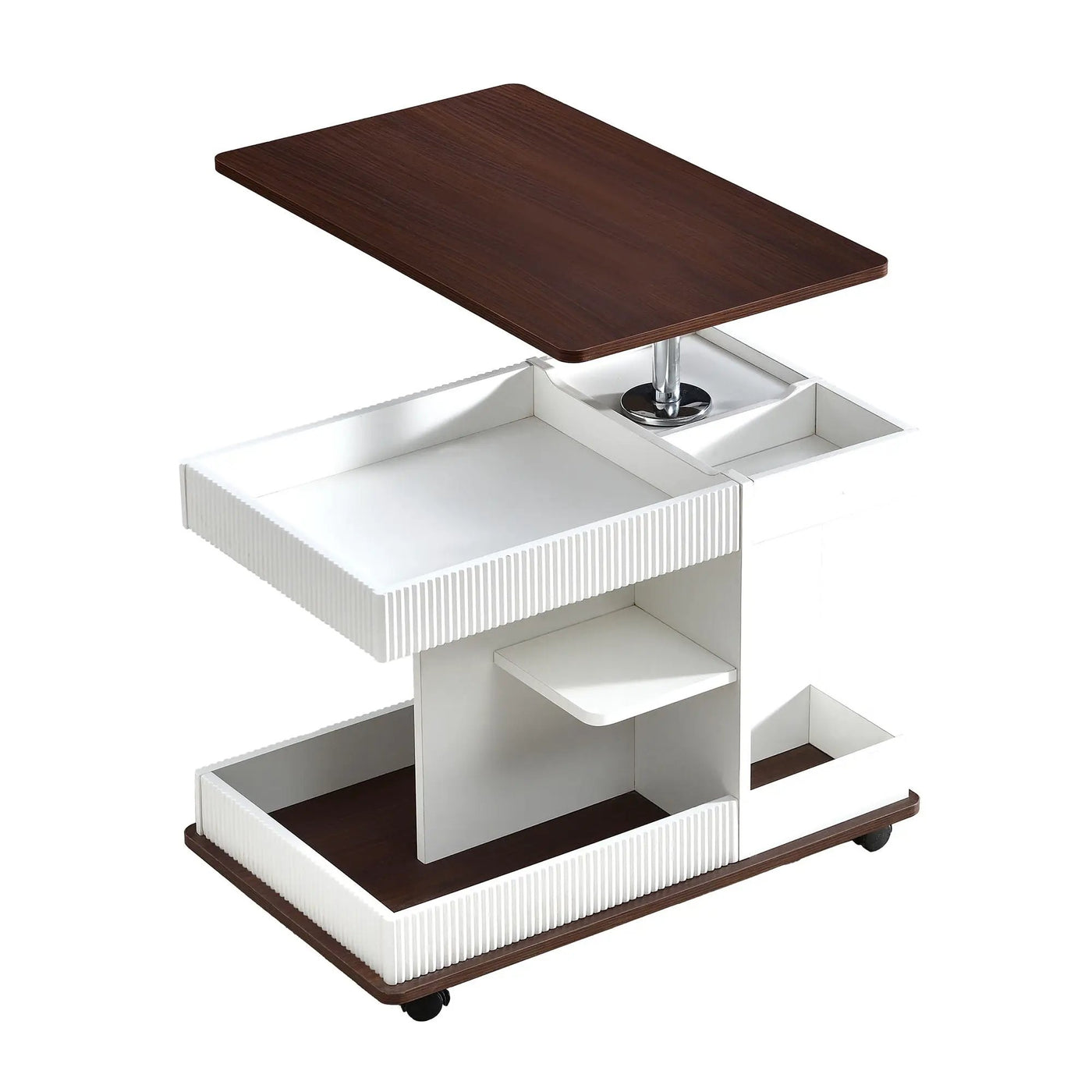 Adjustable End Table With Wheels, 360°Rotating Top And Storage Space by HouseOfZazla