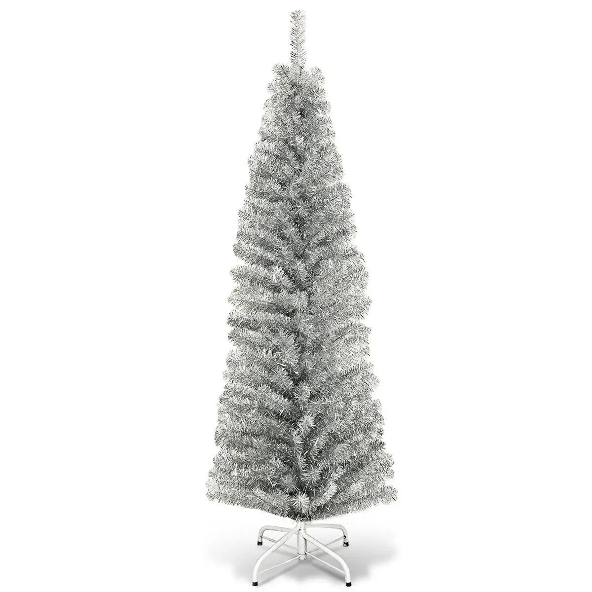 6 Feet Tinsel Tree Unlit Slim Pencil Christmas Tree by DirectDeals