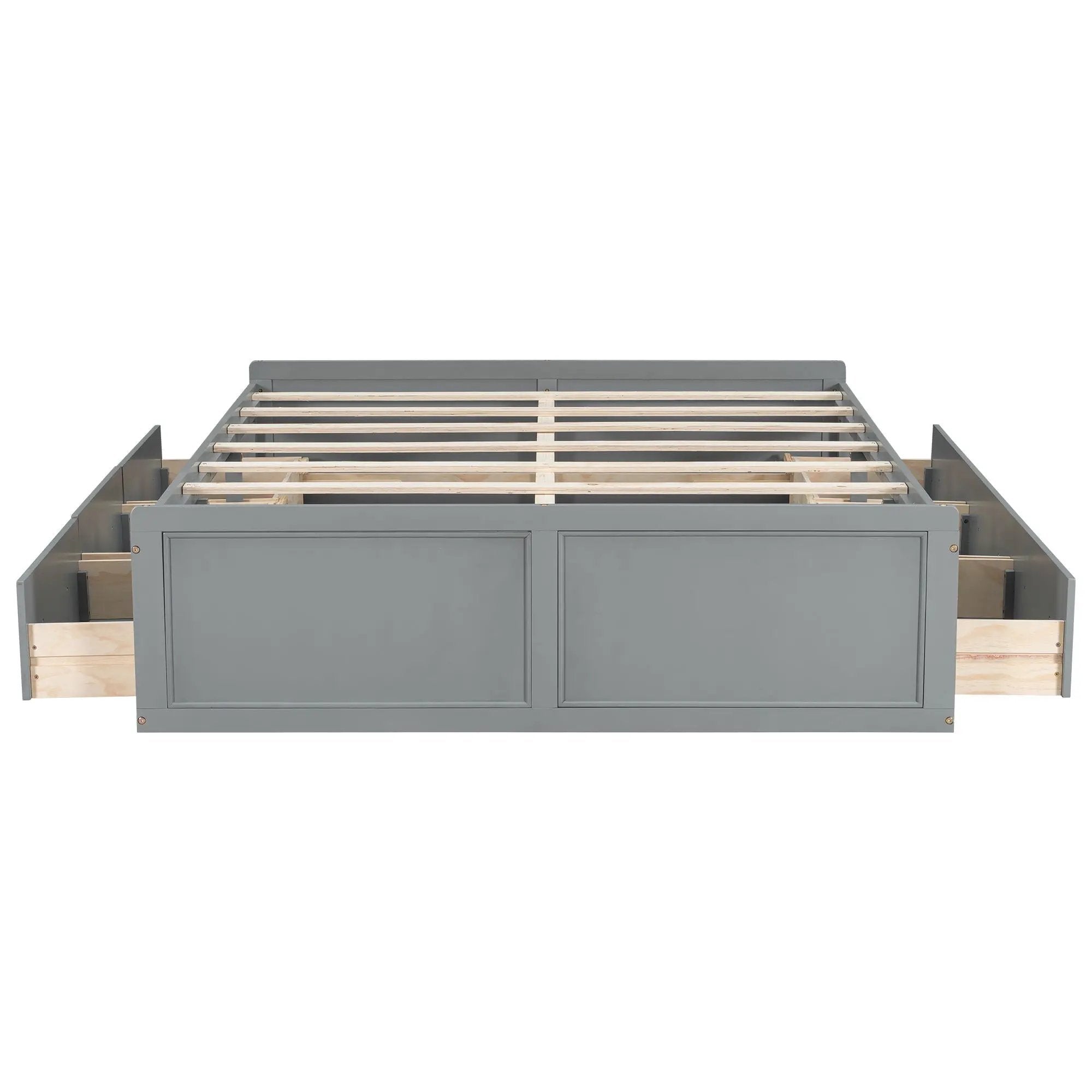 Queen Size Platform Bed Frame With 6 Drawers - Gray by Unique Piece Furniture