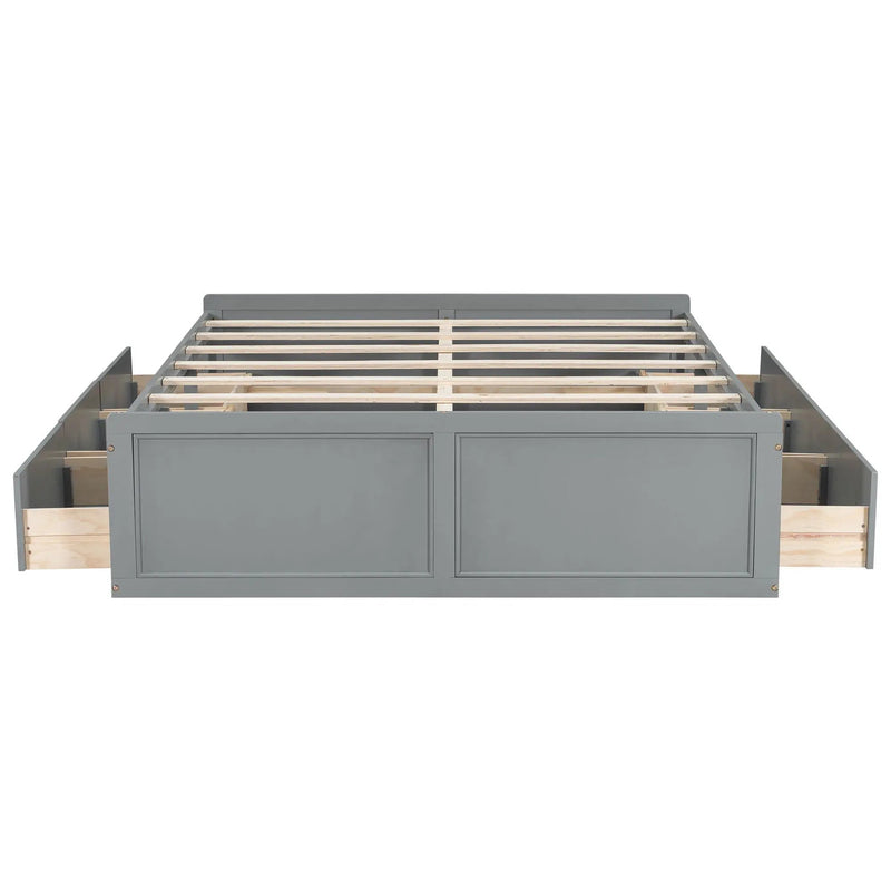 Queen Size Platform Bed Frame With 6 Drawers - Gray by HouseOfZazla