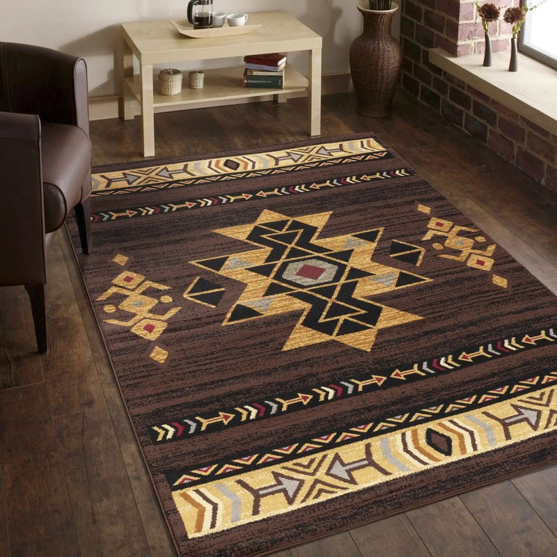 Tribes - 5'3" X 7'3" Southwest Area Rug - Brown by Unique Piece Furniture