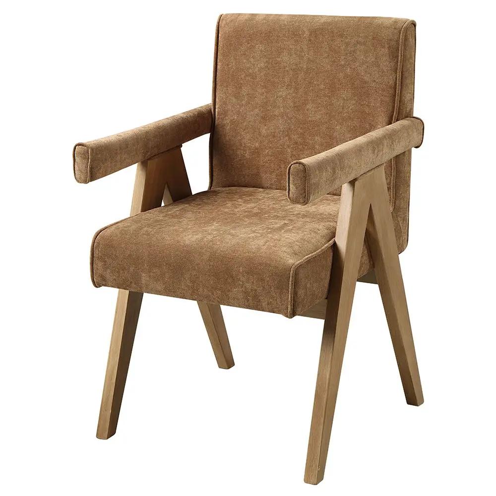 Zoey - Arm Chair (Set of 2) - Chocolate Chenille & Oak by Unique Piece Furniture