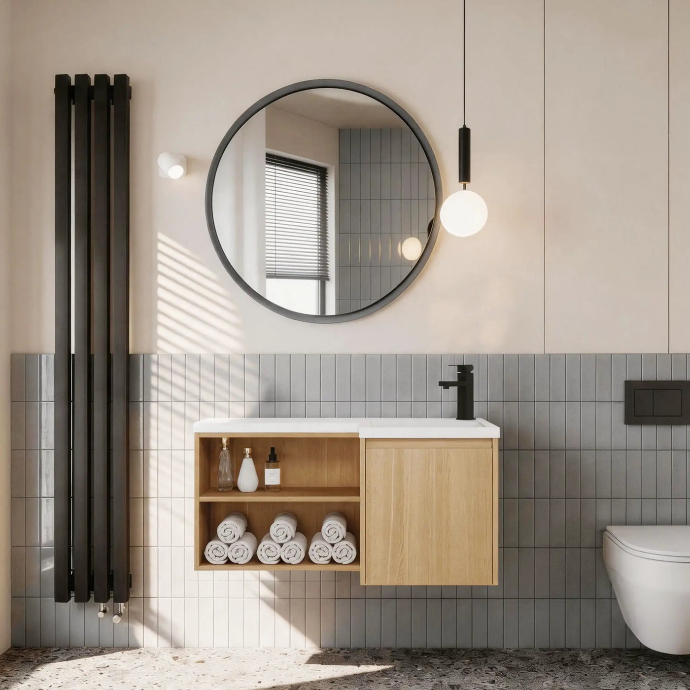 L-Shaped Wall Mounte Floating Bathroom Vanity With Integrated Sink by Unique Piece Furniture