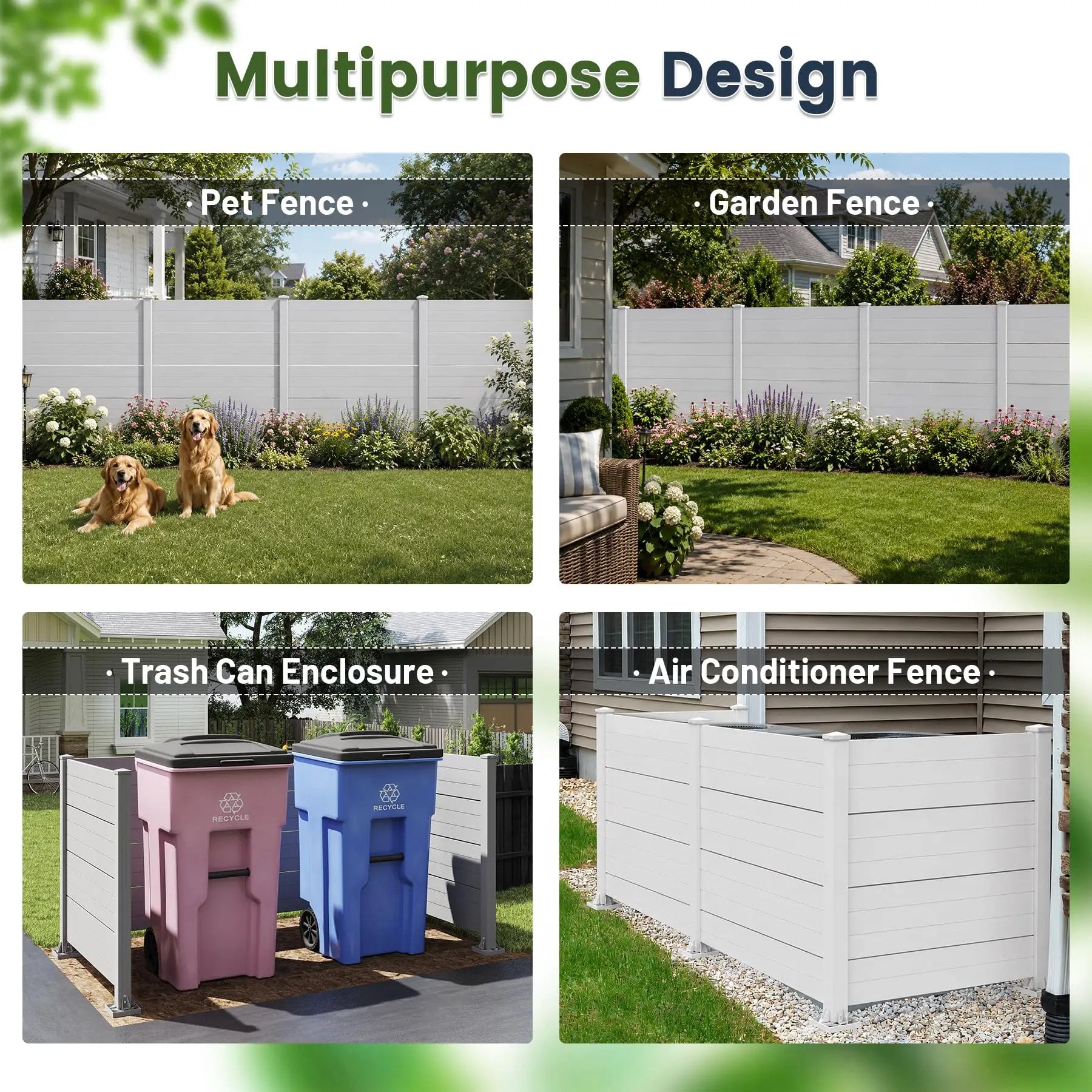 50" W x 49" H Outdoor Privacy Screen, Air Conditioner Fence, All-Weather Vinyl Privacy Fence Screens with Aluminum by HouseOfZazla