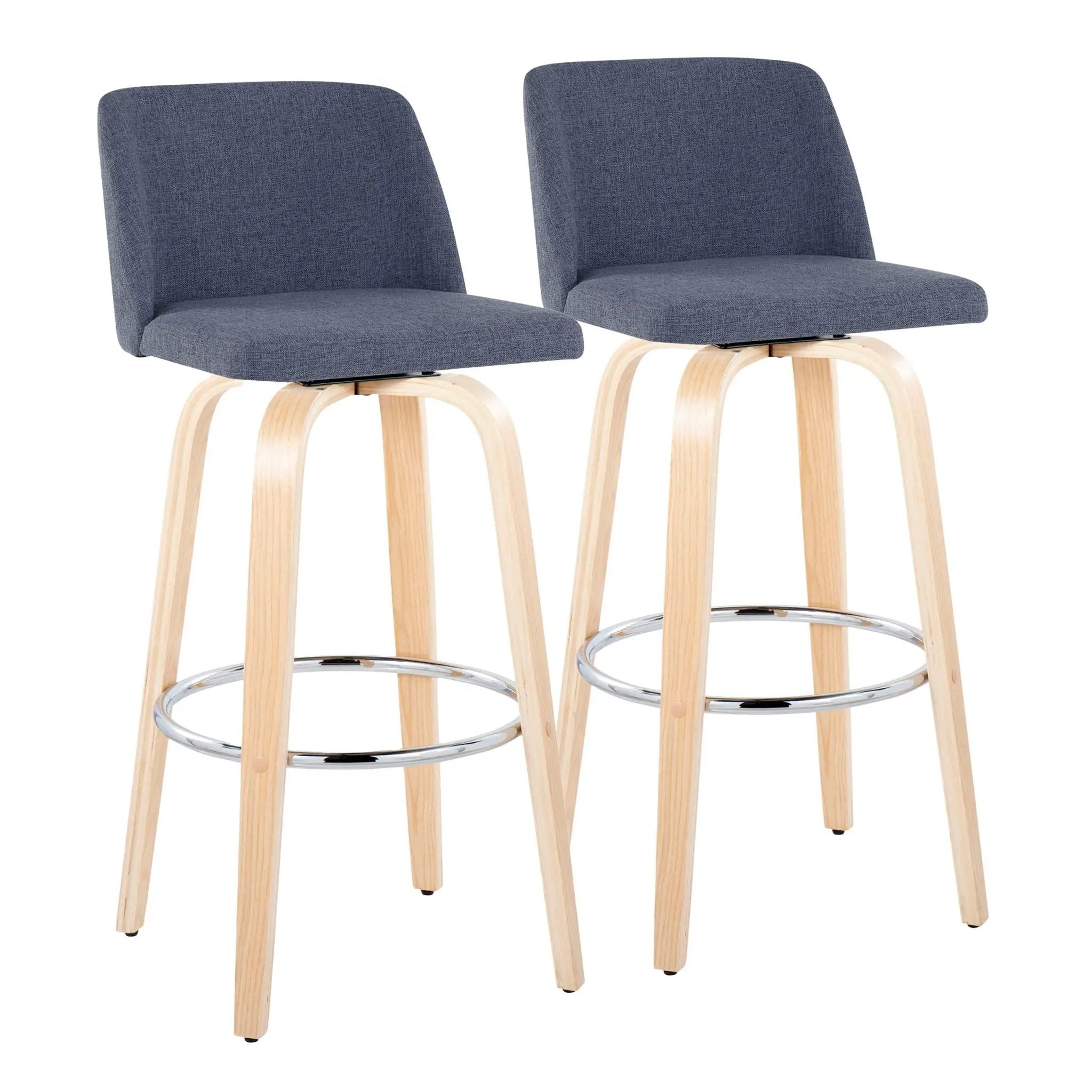 Toriano - Contemporary Fixed Height Barstool & Swivel With Round Footrest (Set of 2) by HouseOfZazla