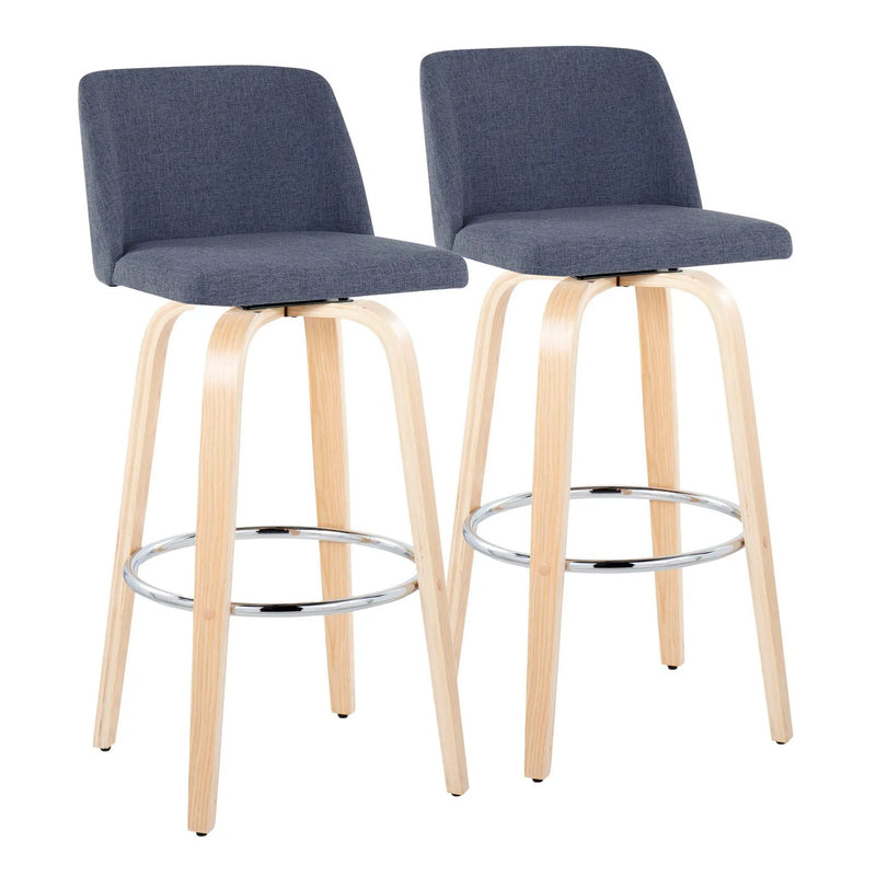Toriano - Contemporary Fixed Height Barstool & Swivel With Round Footrest (Set of 2) by HouseOfZazla
