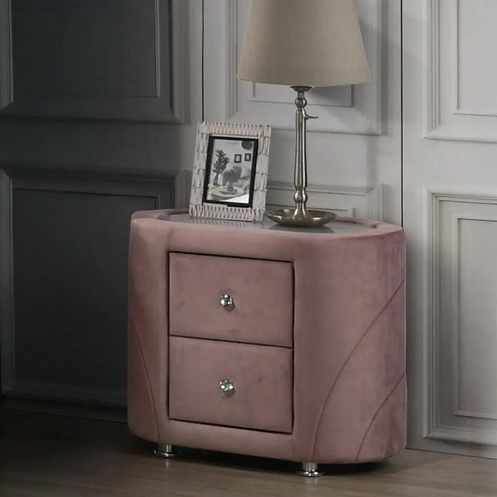 Salonia - Nightstand - Pink Velvet by Unique Piece Furniture