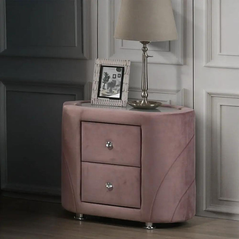 Salonia - Nightstand - Pink Velvet by Unique Piece Furniture