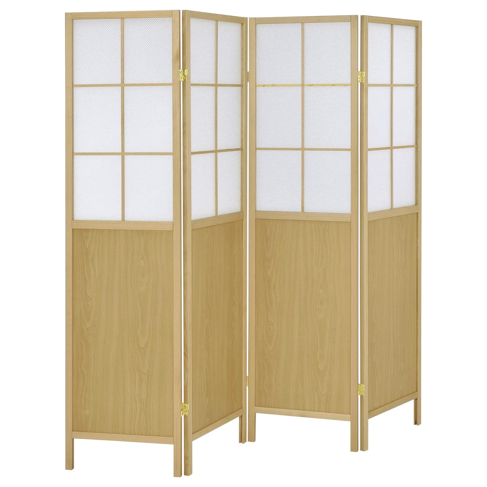 Edwards 4-Panel Room Divider Folding Shoji Screen Natural by Unique Piece Furniture