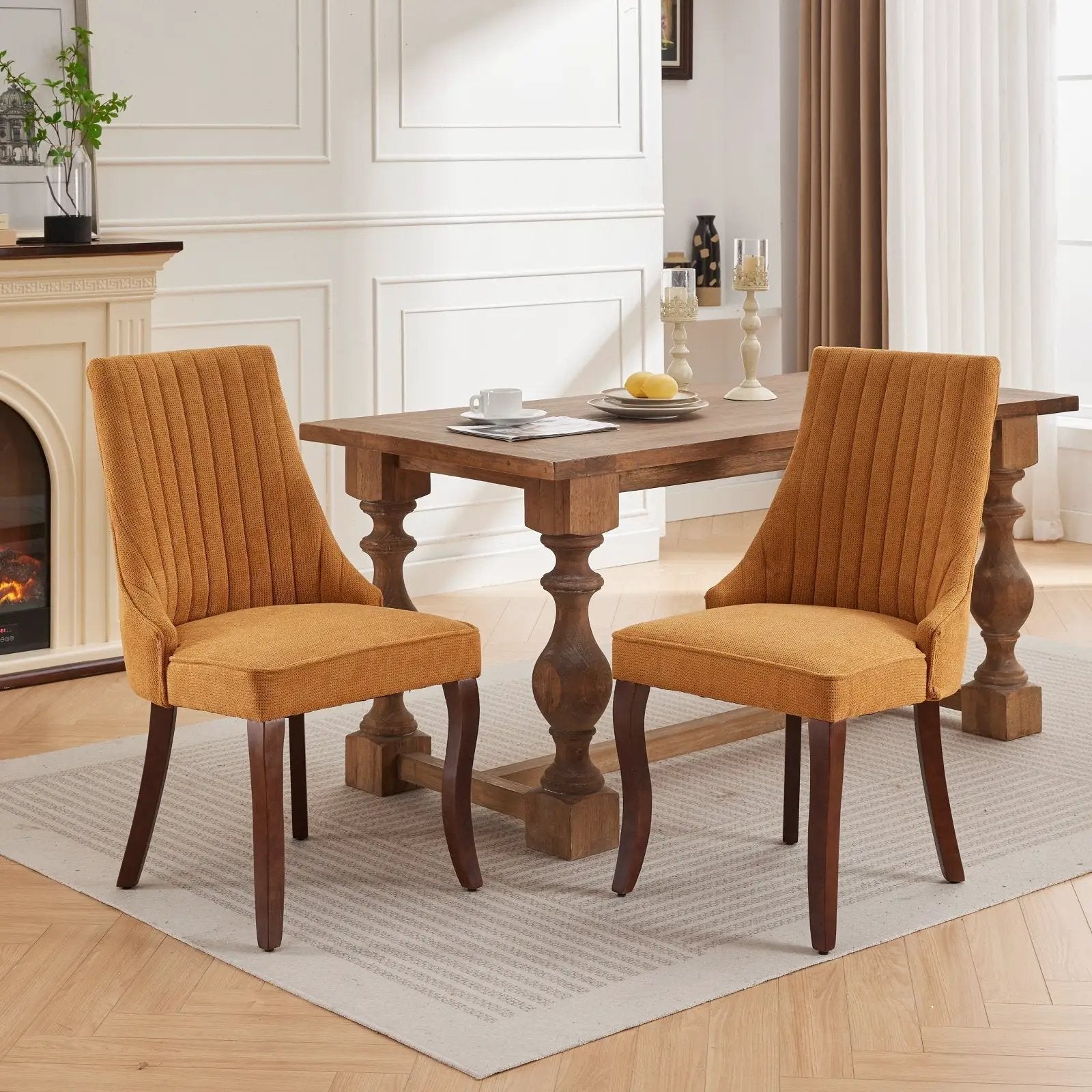 Set of 2 Rayon Cloth Flocking Linen Dining Chairs by BLAKHOM