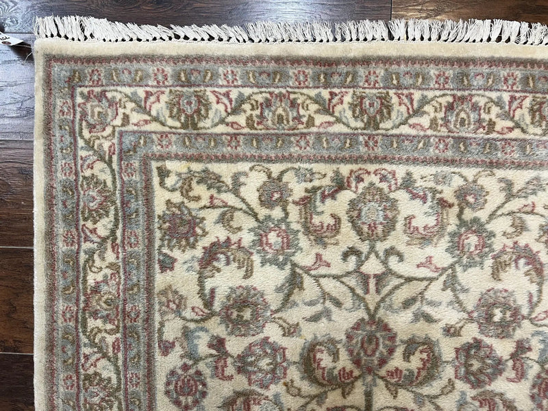 Indo Persian Rug 4x6, Vintage Handmade Wool Carpet, Floral Allover Pattern, Beige, Pair B by Jewel Rugs