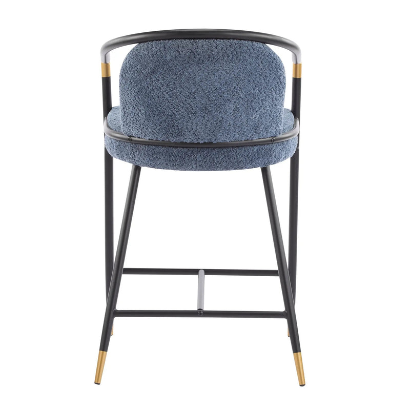 26" H Upholstered Counter Stool with Metal Frame (Set of 2) - Navy by HouseOfZazla