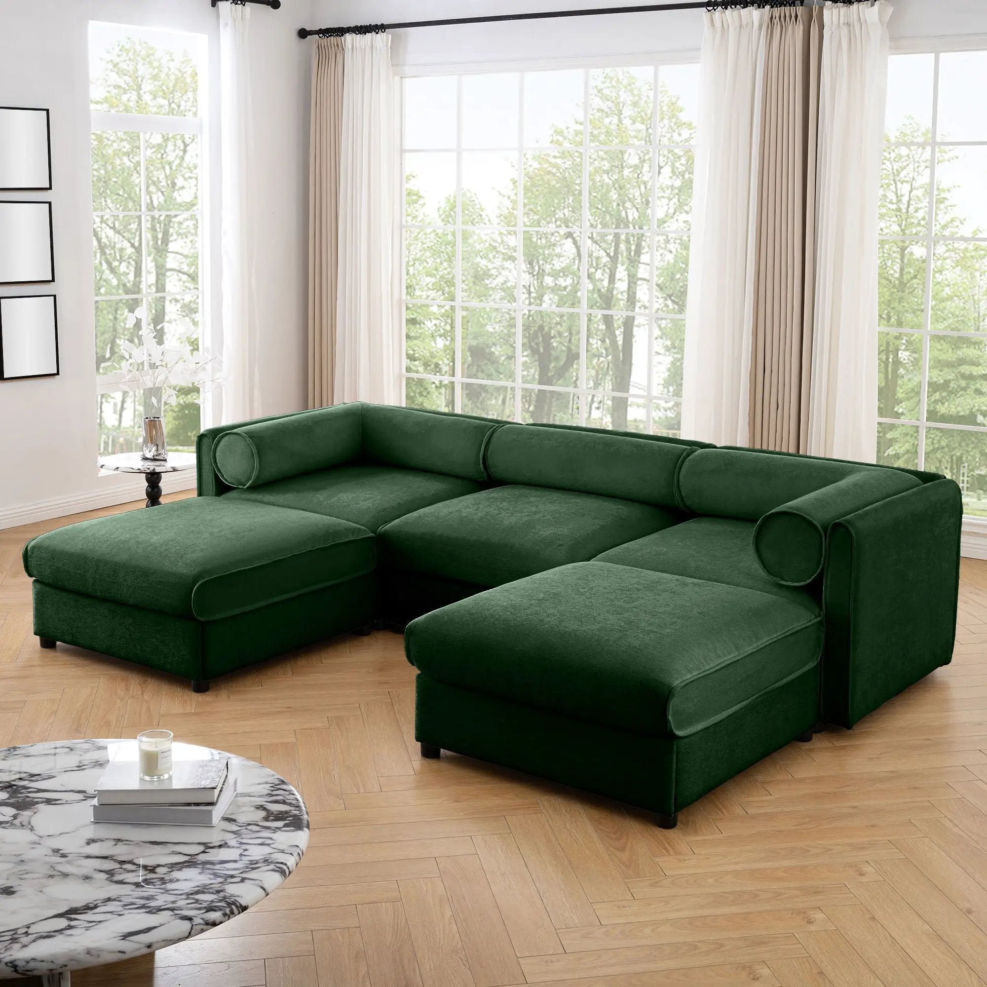 Contemporary Elegant Sofa With Storage And Ottoman by Unique Piece Furniture