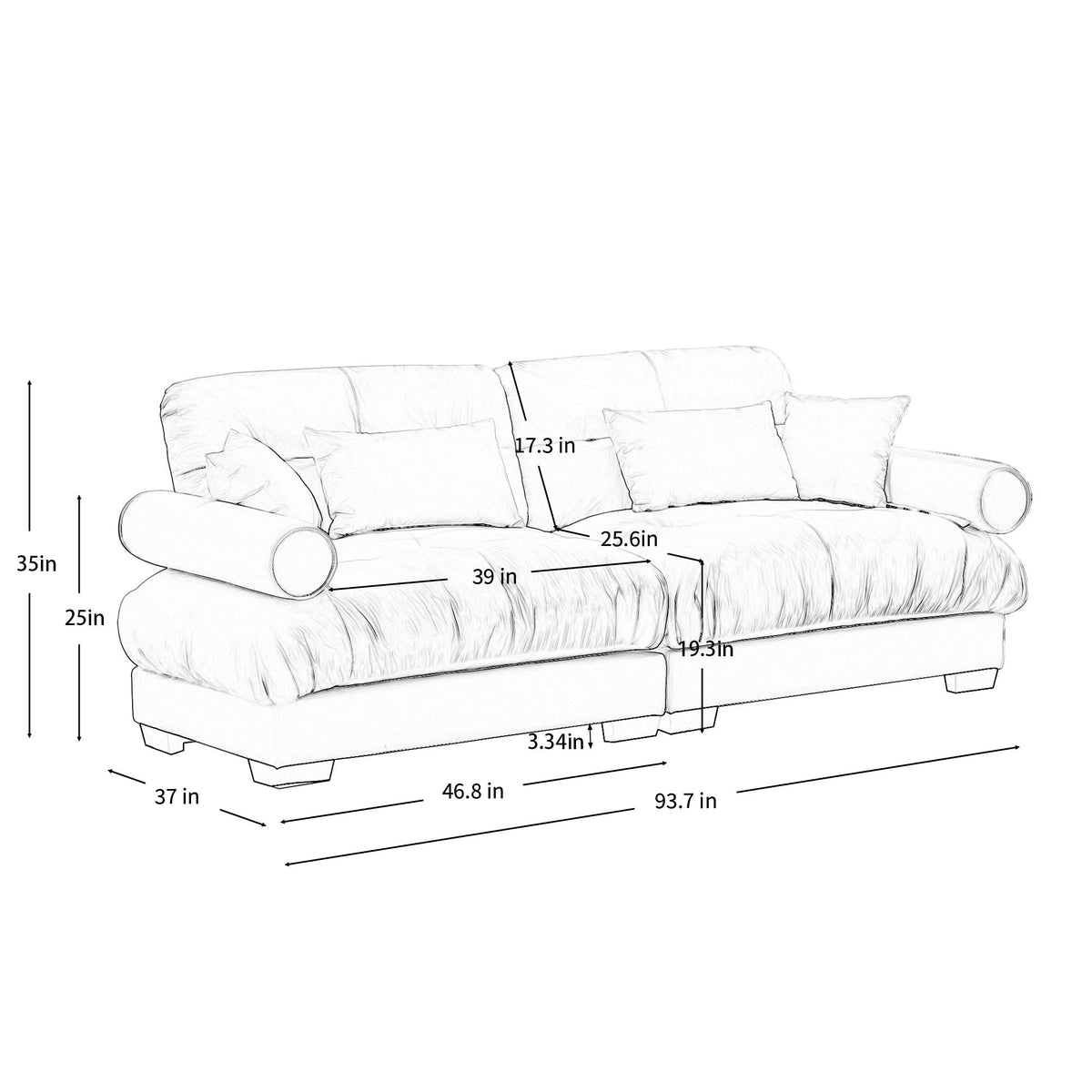 Modern Oversize Sofa with Cloud-Like Comfort - Fabric Stationary Sofa, photo 25 of 28