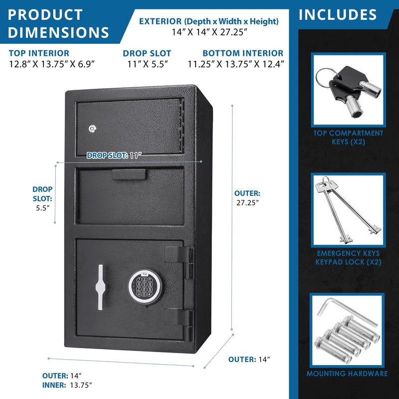 Large Locker Depository Safe With Digital Keypad 0 72 0 78 Cubic Ft - Black by HouseOfZazla