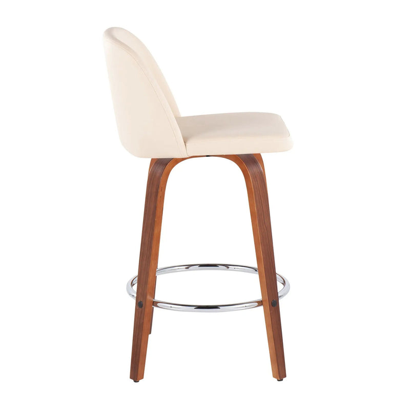 Toriano - Mid-Century Modern Fixed Height Counter Stool With Round Footrest (Set of 2) by HouseOfZazla