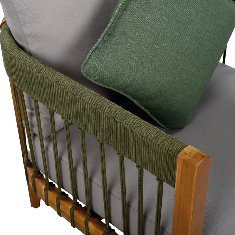 Acacia Wood Outdoor Club Chair with Handwoven Rope Accents by HouseOfZazla