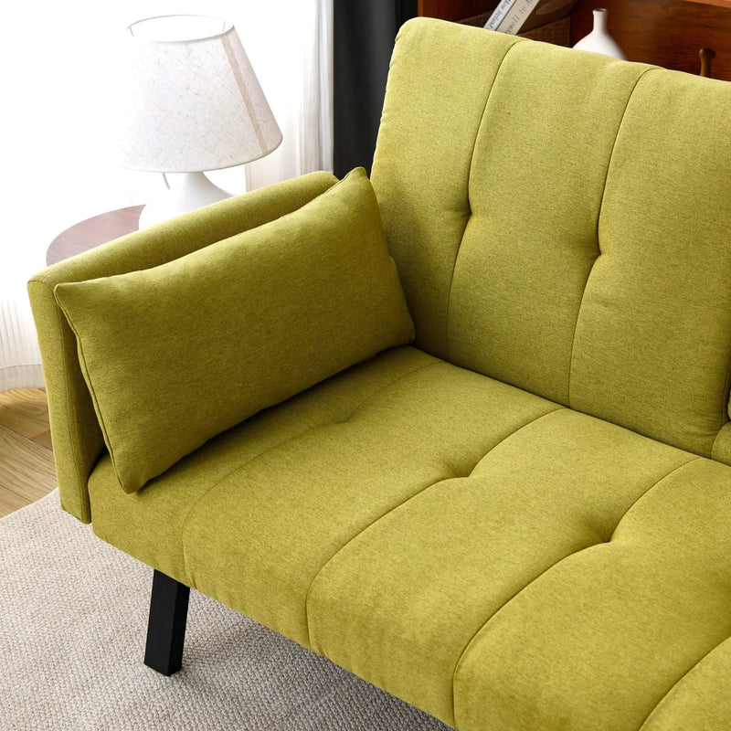 Sofa Bed With Foldable Design And Cup Holder - Green by HouseOfZazla