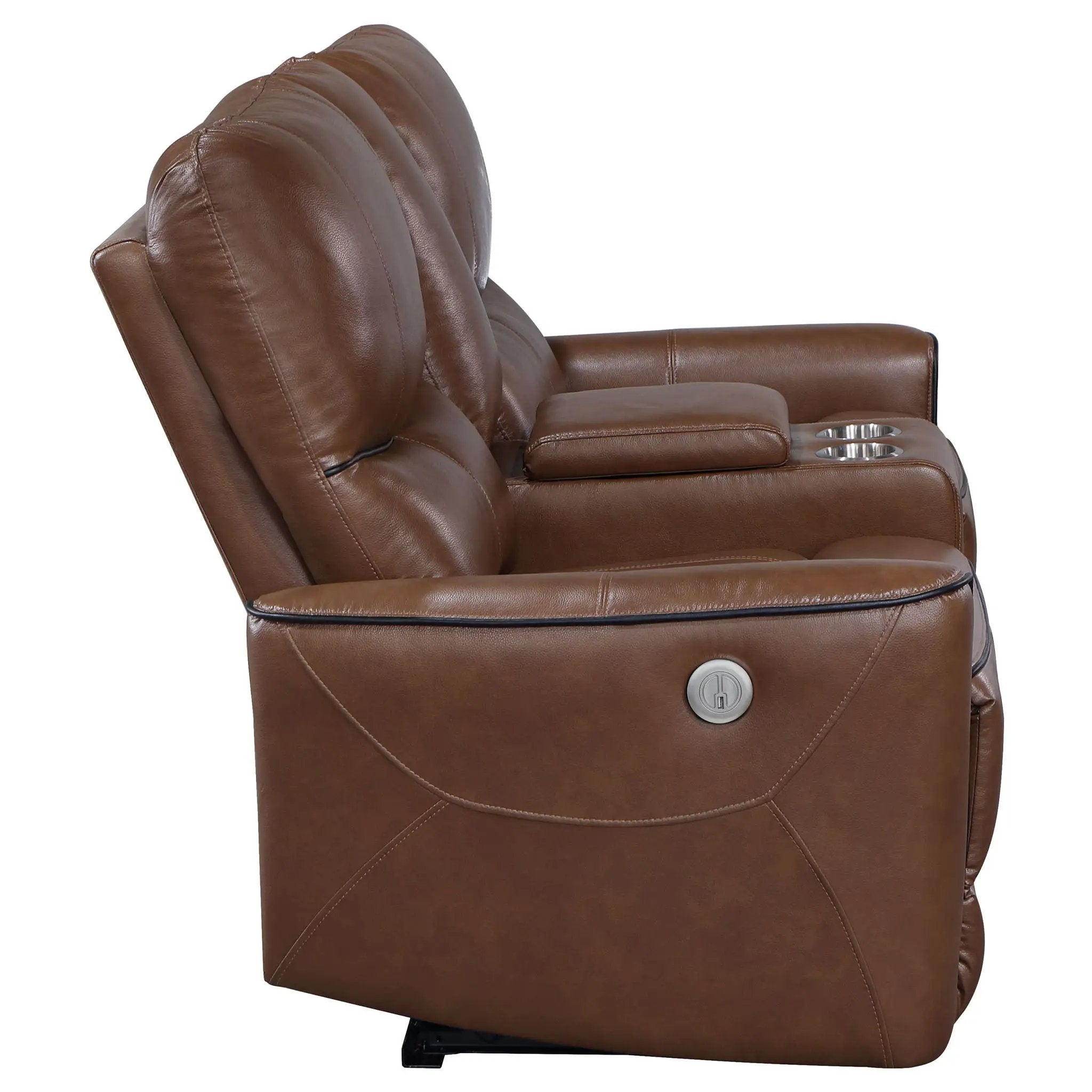 Greenfield Upholstered Power Reclining Loveseat Saddle Brown by Unique Piece Furniture