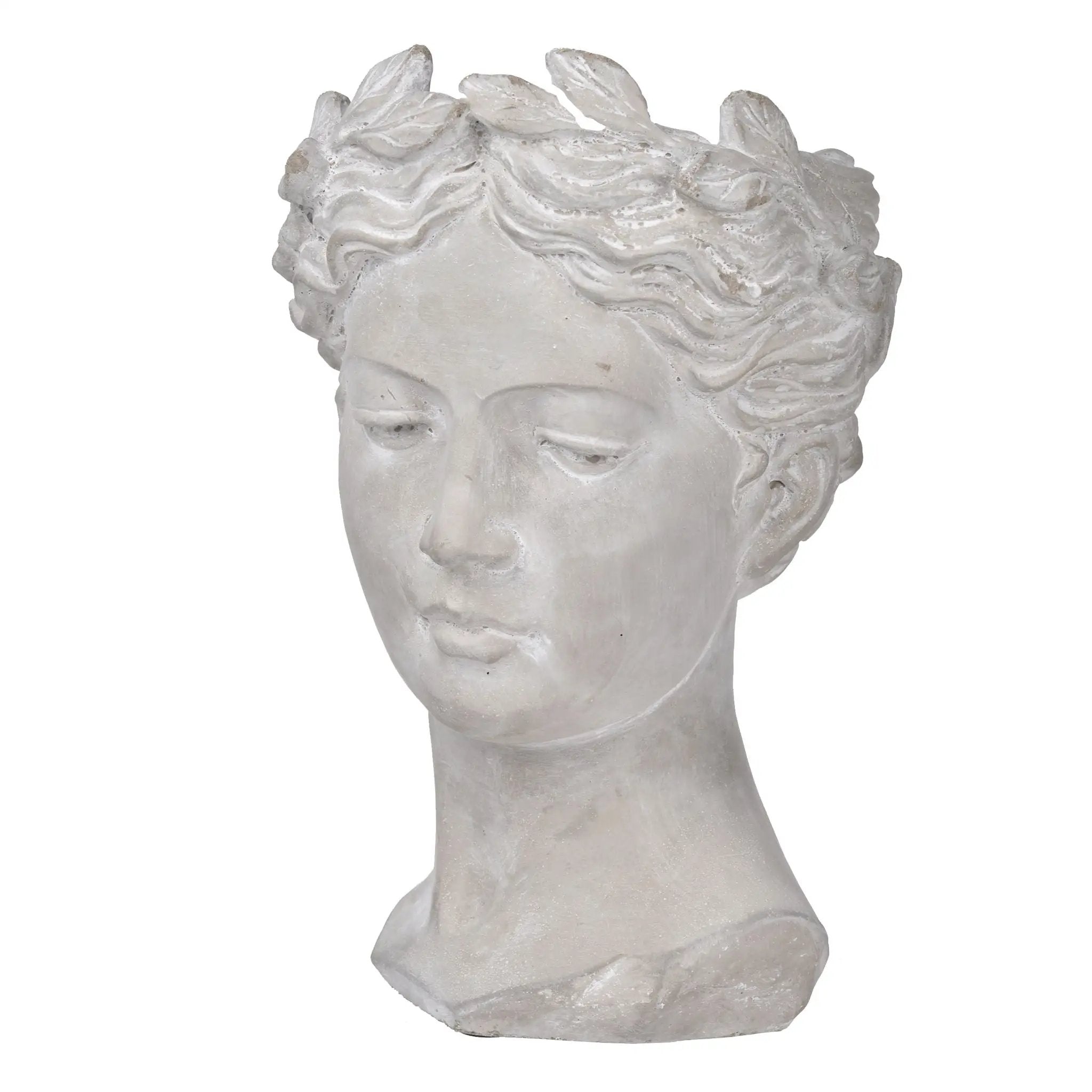 Greek Style Cement Head Planter Indoor Outdoor Home, Garden Decor - Gray by HouseOfZazla