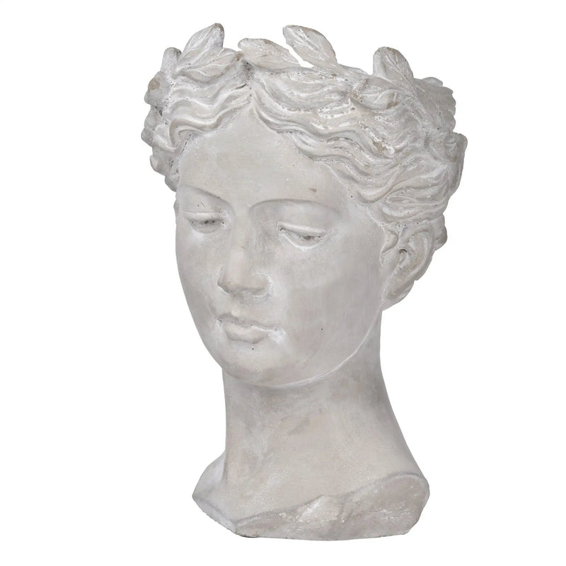 Greek Style Cement Head Planter Indoor Outdoor Home, Garden Decor - Gray by Unique Piece Furniture